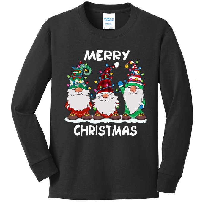 Merry Christmas Gnomes Xmas Family Kids Long Sleeve Shirt