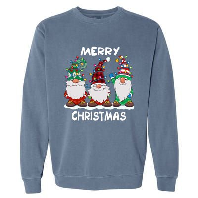 Merry Christmas Gnomes Xmas Family Garment-Dyed Sweatshirt