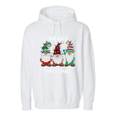 Merry Christmas Gnomes Xmas Family Garment-Dyed Fleece Hoodie