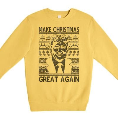 Make Christmas Great Again Funny Trump Ugly Premium Crewneck Sweatshirt