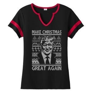 Make Christmas Great Again Funny Trump Ugly Ladies Halftime Notch Neck Tee