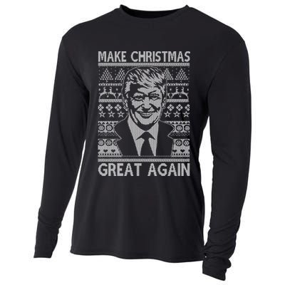 Make Christmas Great Again Funny Trump Ugly Cooling Performance Long Sleeve Crew