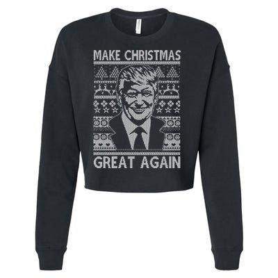 Make Christmas Great Again Funny Trump Ugly Cropped Pullover Crew