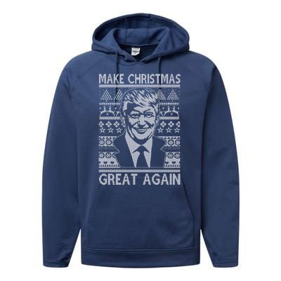 Make Christmas Great Again Funny Trump Ugly Performance Fleece Hoodie