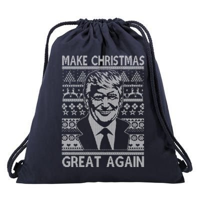 Make Christmas Great Again Funny Trump Ugly Drawstring Bag