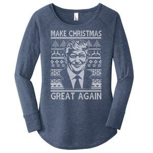 Make Christmas Great Again Funny Trump Ugly Women's Perfect Tri Tunic Long Sleeve Shirt