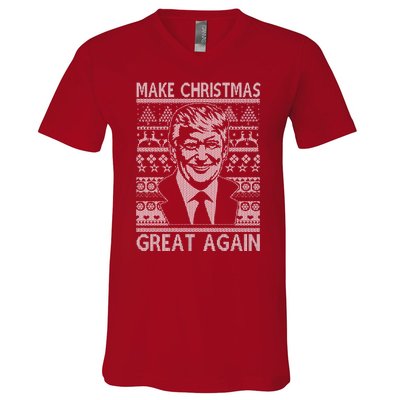 Make Christmas Great Again Funny Trump Ugly V-Neck T-Shirt