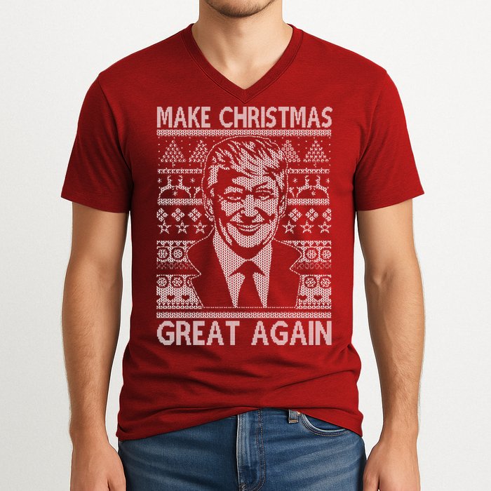 Make Christmas Great Again Funny Trump Ugly V-Neck T-Shirt