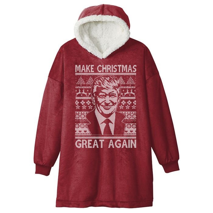 Make Christmas Great Again Funny Trump Ugly Hooded Wearable Blanket