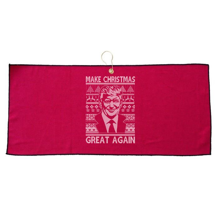 Make Christmas Great Again Funny Trump Ugly Large Microfiber Waffle Golf Towel