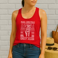 Make Christmas Great Again Funny Trump Ugly Womens Tank Top