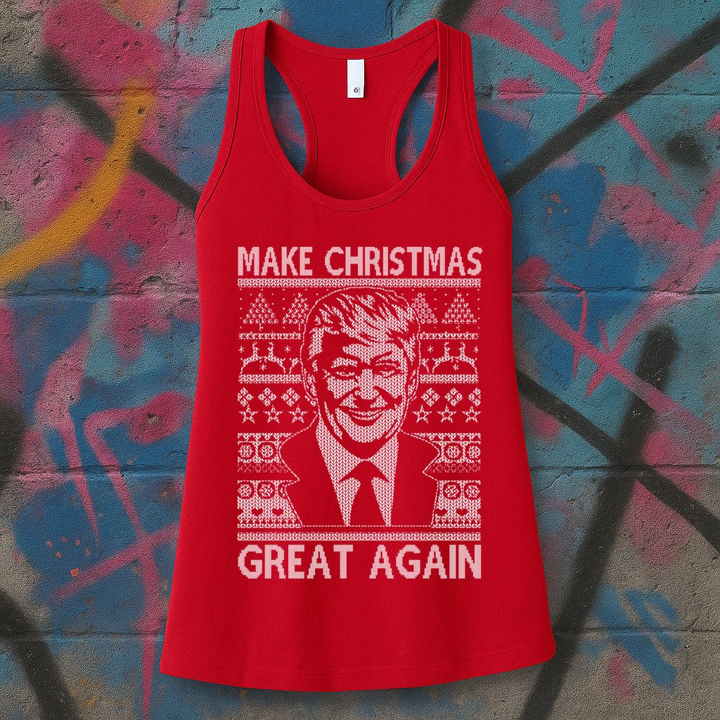 Make Christmas Great Again Funny Trump Ugly Womens Tank Top