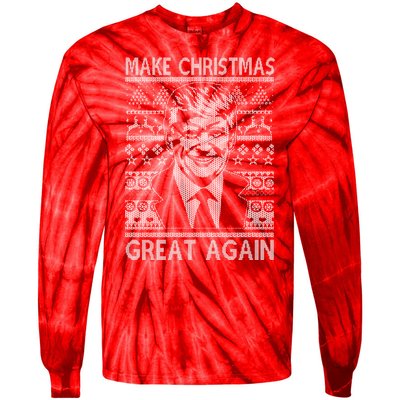 Make Christmas Great Again Funny Trump Ugly Tie-Dye Long Sleeve Shirt