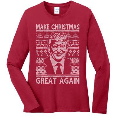Make Christmas Great Again Funny Trump Ugly Ladies Long Sleeve Shirt