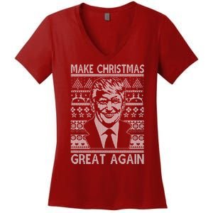 Make Christmas Great Again Funny Trump Ugly Women's V-Neck T-Shirt