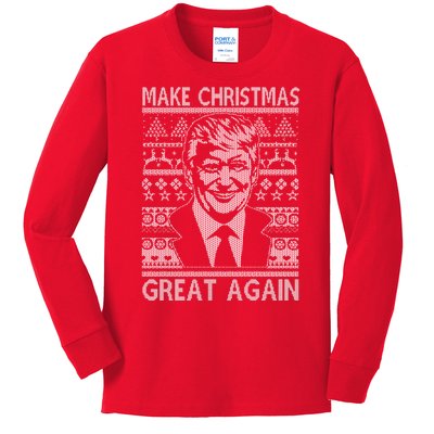 Make Christmas Great Again Funny Trump Ugly Kids Long Sleeve Shirt