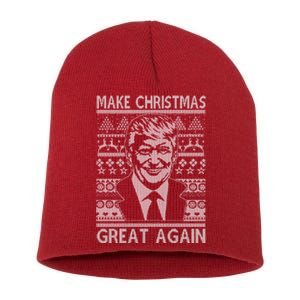 Make Christmas Great Again Funny Trump Ugly Short Acrylic Beanie