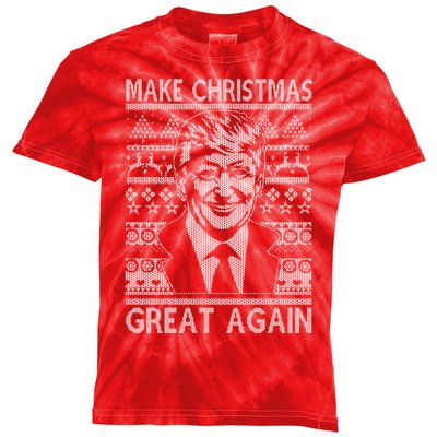 Make Christmas Great Again Funny Trump Ugly Kids Tie-Dye T-Shirt