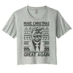 Make Christmas Great Again Funny Trump Ugly Women's Crop Top Tee