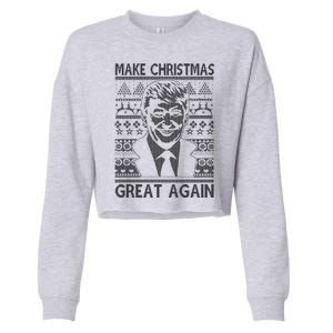 Make Christmas Great Again Funny Trump Ugly Cropped Pullover Crew