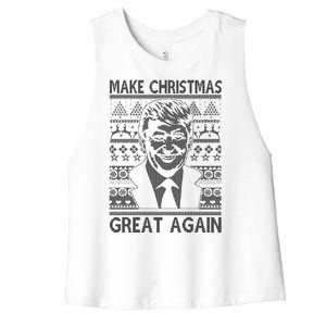 Make Christmas Great Again Funny Trump Ugly Women's Racerback Cropped Tank