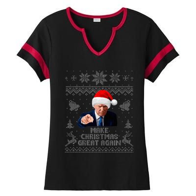 Make Christmas Great Again Donald Trump Holiday Ladies Halftime Notch Neck Tee