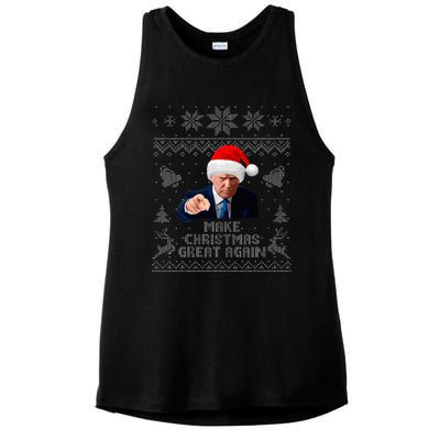 Make Christmas Great Again Donald Trump Holiday Ladies PosiCharge Tri-Blend Wicking Tank