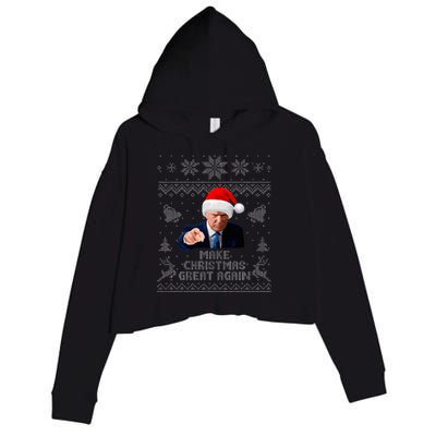 Make Christmas Great Again Donald Trump Holiday Crop Fleece Hoodie