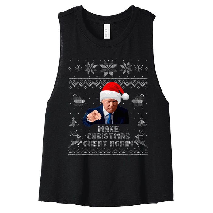 Make Christmas Great Again Donald Trump Holiday Women's Racerback Cropped Tank