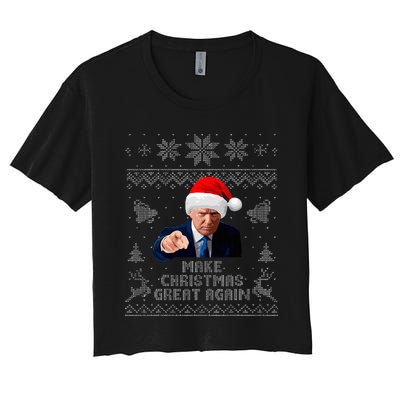 Make Christmas Great Again Donald Trump Holiday Women's Crop Top Tee