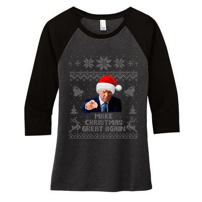 Make Christmas Great Again Donald Trump Holiday Women's Tri-Blend 3/4-Sleeve Raglan Shirt