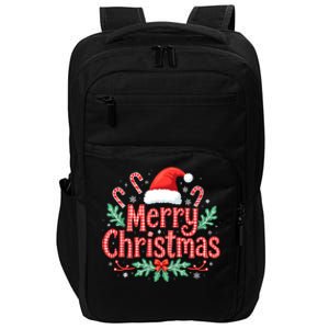 Merry Christmas Gifts Lights Red Santa Hat Impact Tech Backpack