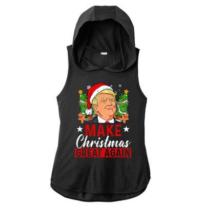 Make Christmas Great Again Funny Trump Ugly Christmas Sweate Ladies PosiCharge Tri-Blend Wicking Draft Hoodie Tank