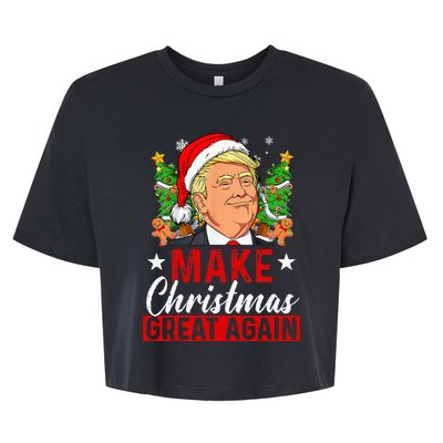 Make Christmas Great Again Funny Trump Ugly Christmas Sweate Bella+Canvas Jersey Crop Tee