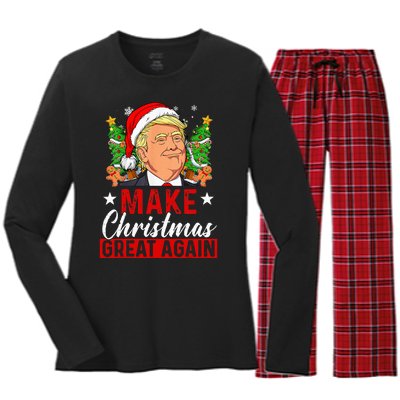 Make Christmas Great Again Funny Trump Ugly Christmas Sweate Women's Long Sleeve Flannel Pajama Set 