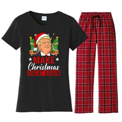 Make Christmas Great Again Funny Trump Ugly Christmas Sweate Women's Flannel Pajama Set