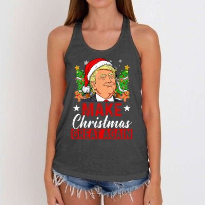 Make Christmas Great Again Funny Trump Ugly Christmas Sweate Women's Knotted Racerback Tank