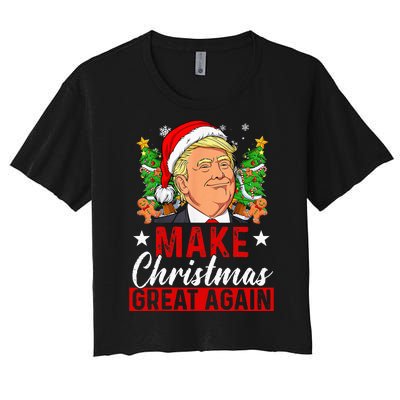 Make Christmas Great Again Funny Trump Ugly Christmas Sweate Women's Crop Top Tee