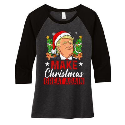 Make Christmas Great Again Funny Trump Ugly Christmas Sweate Women's Tri-Blend 3/4-Sleeve Raglan Shirt