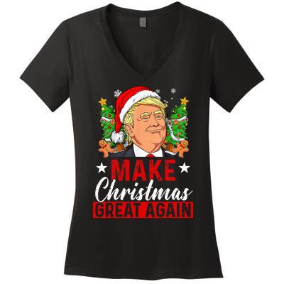 Make Christmas Great Again Funny Trump Ugly Christmas Sweate Women's V-Neck T-Shirt