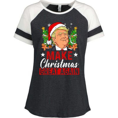 Make Christmas Great Again Funny Trump Ugly Christmas Sweate Enza Ladies Jersey Colorblock Tee