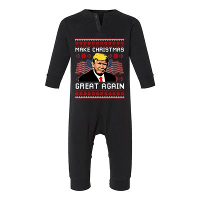 Make Christmas Great Again Trump Ugly Christmas Gift Infant Fleece One Piece