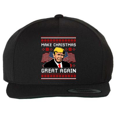 Make Christmas Great Again Trump Ugly Christmas Gift Wool Snapback Cap