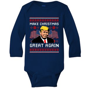 Make Christmas Great Again Trump Ugly Christmas Gift Baby Long Sleeve Bodysuit