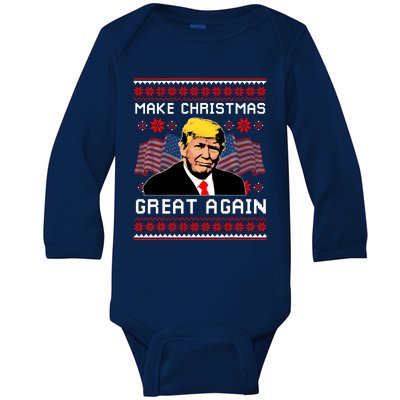 Make Christmas Great Again Trump Ugly Christmas Gift Baby Long Sleeve Bodysuit