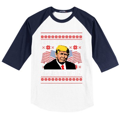 Make Christmas Great Again Trump Ugly Christmas Gift Baseball Sleeve Shirt