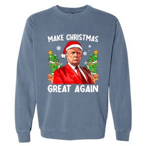 Make Christmas Great Again Funny Santa Trump 2024 Xmas Meaningful Gift Garment-Dyed Sweatshirt