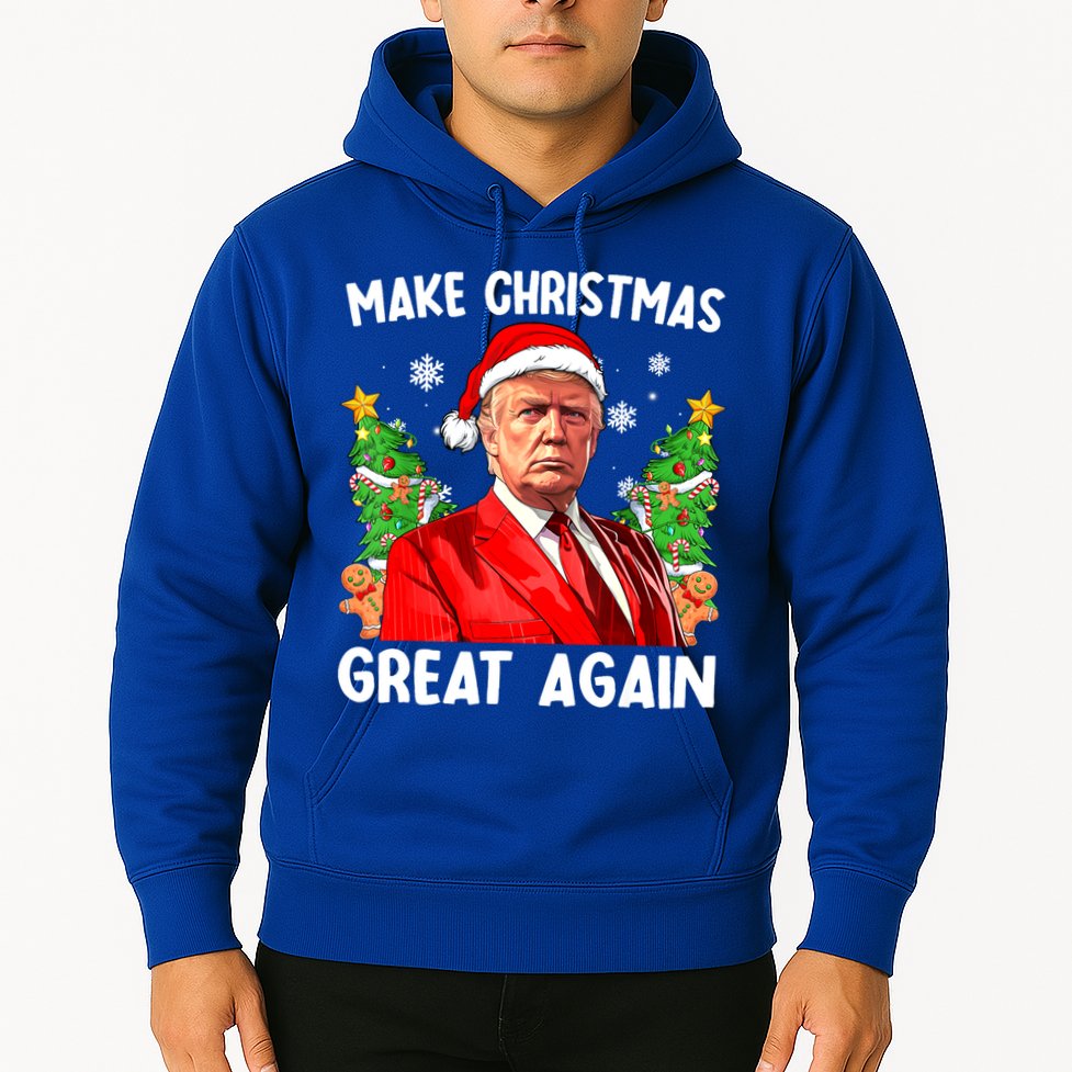Make Christmas Great Again Funny Santa Trump 2024 Xmas Meaningful Gift Hoodie