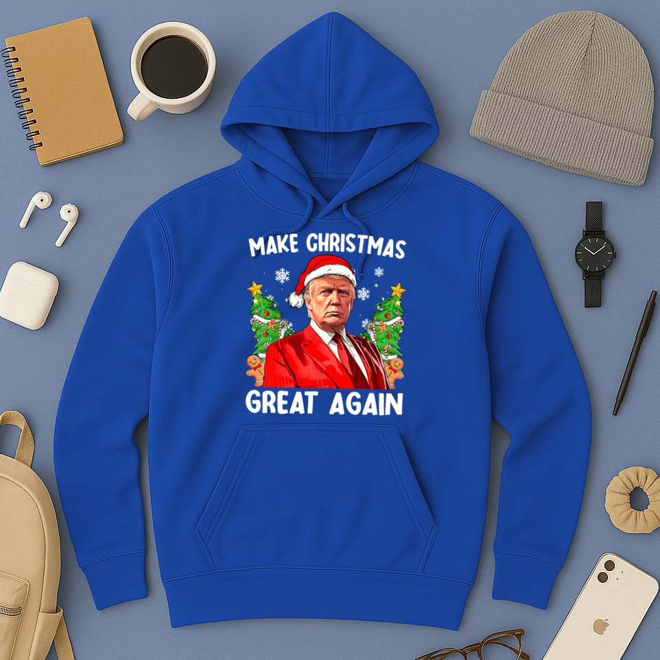 Make Christmas Great Again Funny Santa Trump 2024 Xmas Meaningful Gift Hoodie