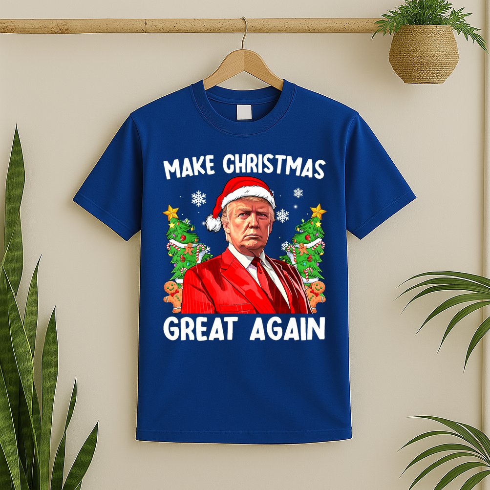 Make Christmas Great Again Funny Santa Trump 2024 Xmas Meaningful Gift T-Shirt